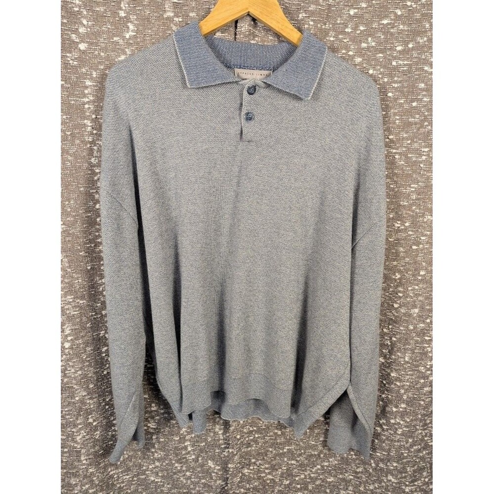 Cypress Links‎ Collared Pullover Blue/Gray Knit Sweater Men's XL